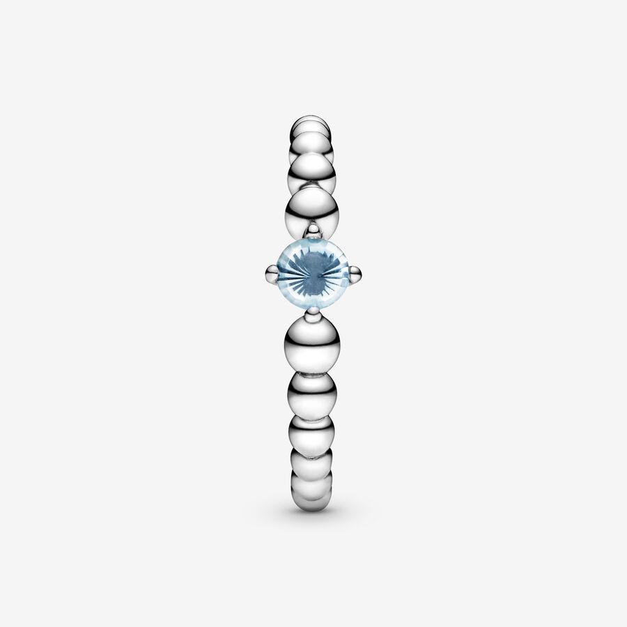 Pandora March Aqua Blue Beaded Födelsesten Silver | 758HDQRXV