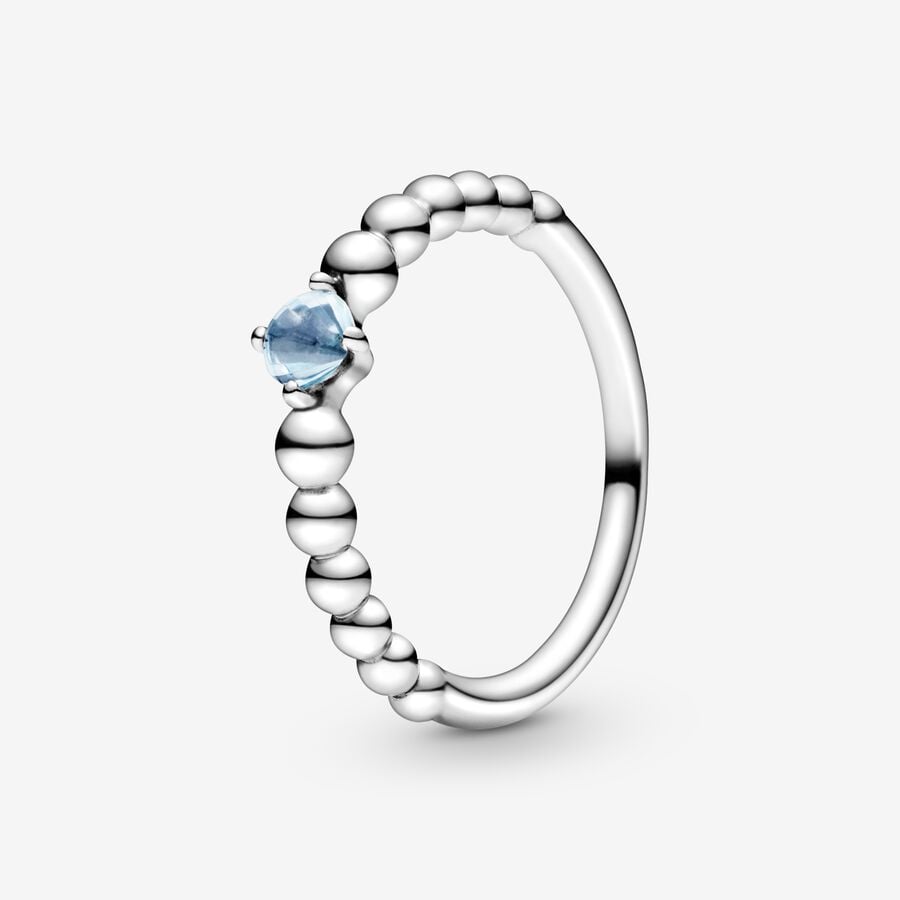 Pandora March Aqua Blue Beaded Födelsesten Silver | 758HDQRXV