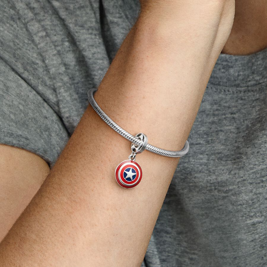 Pandora Marvel The Avengers Captain America Shield Dingla Silver | 378BPWDYZ