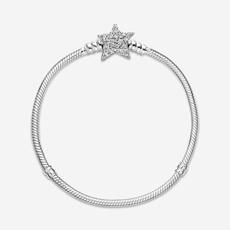 Pandora Moments Asymmetric Star Clasp Snake Berlocker Silver | 495WGINMP