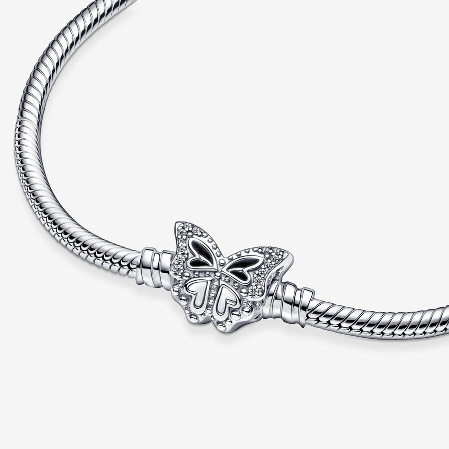 Pandora Moments Butterfly Clasp Snake Berlocker Silver | 971YKFQDT