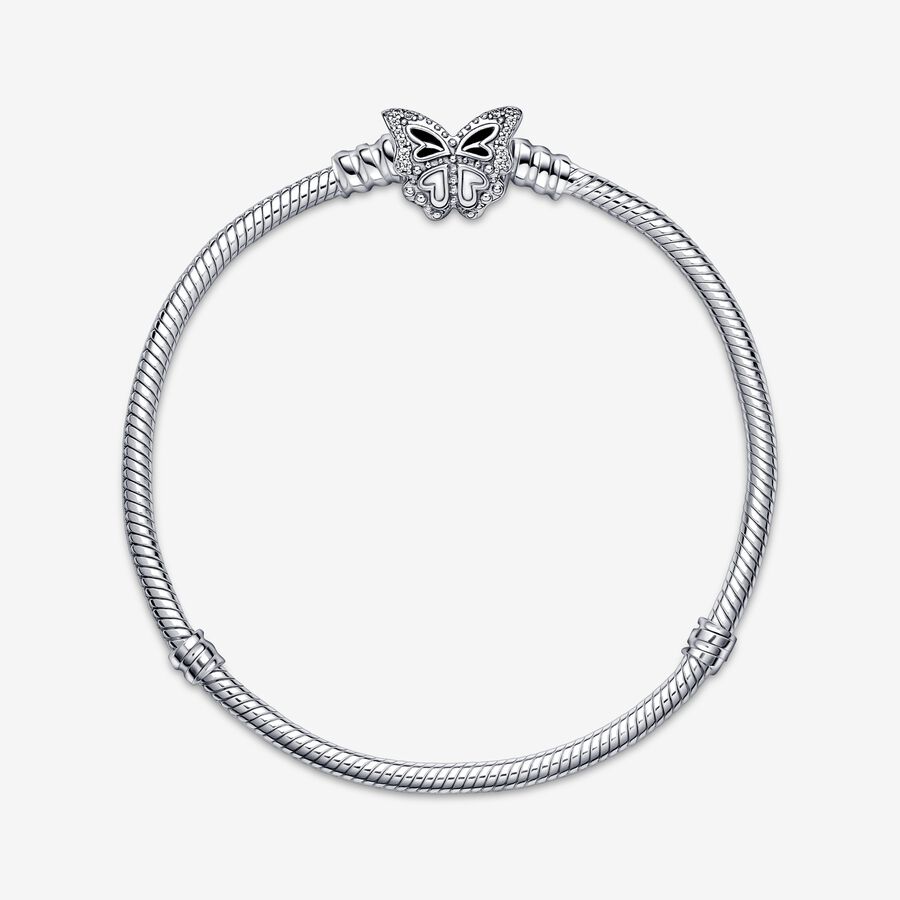 Pandora Moments Butterfly Clasp Snake Berlocker Silver | 971YKFQDT