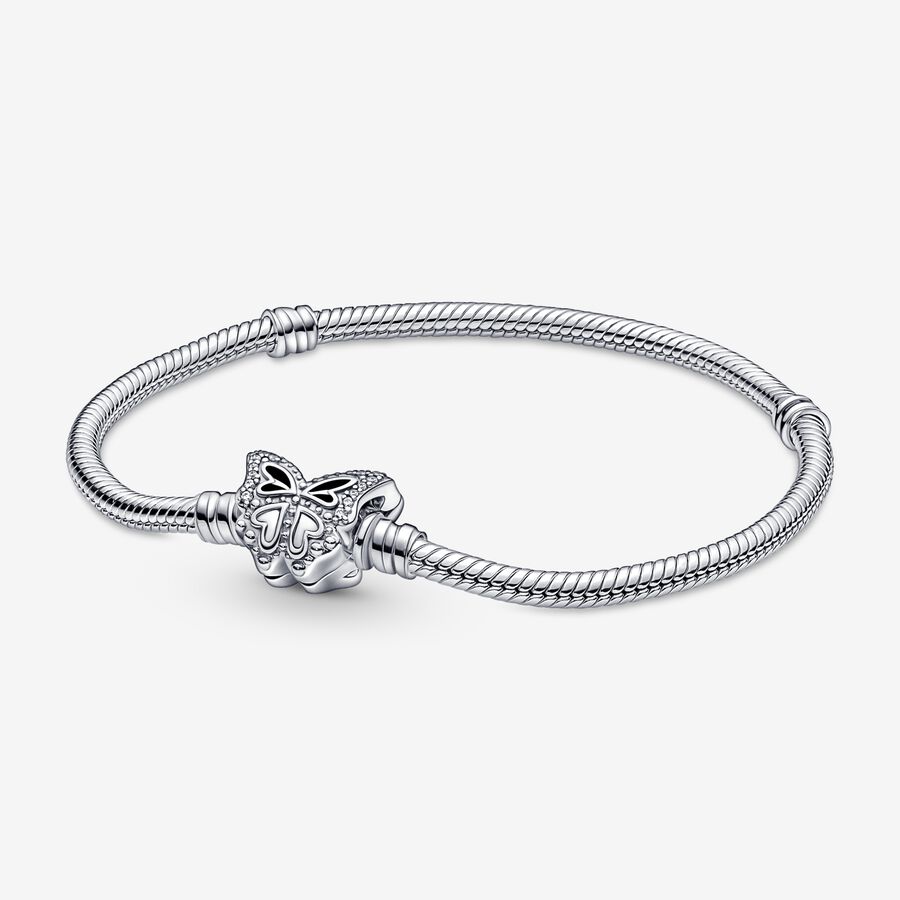 Pandora Moments Butterfly Clasp Snake Berlocker Silver | 971YKFQDT