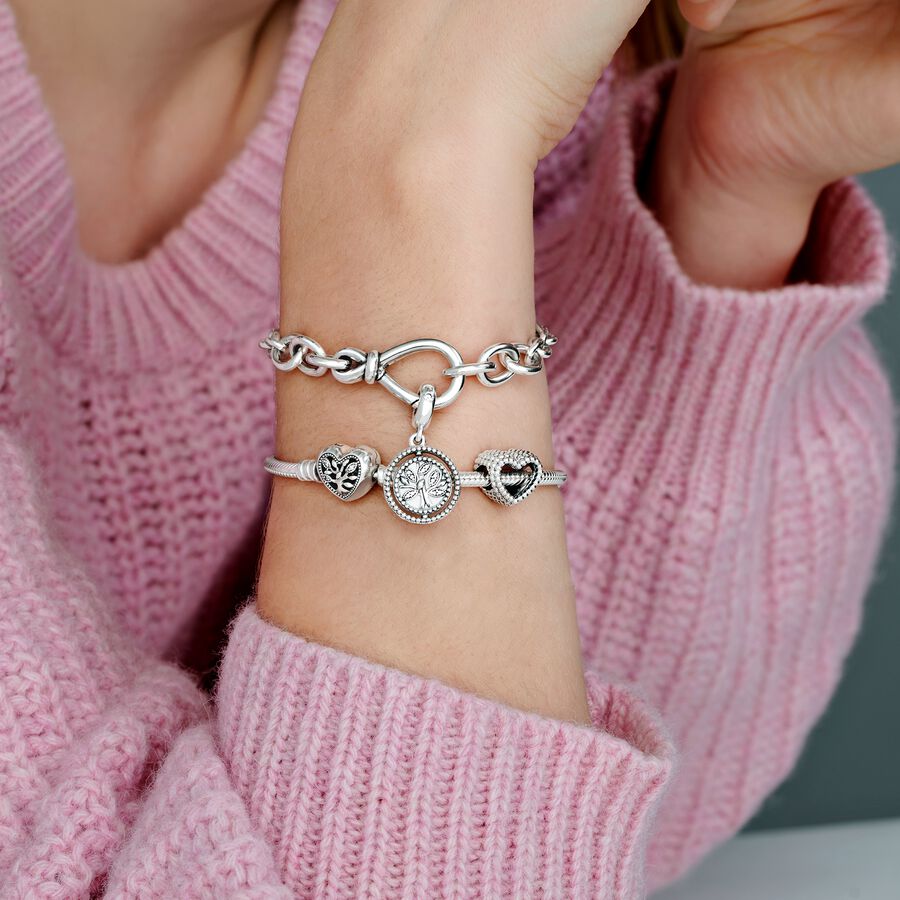 Pandora Moments Family Tree Clasp Snake Berlocker Silver | 038GHTAEN