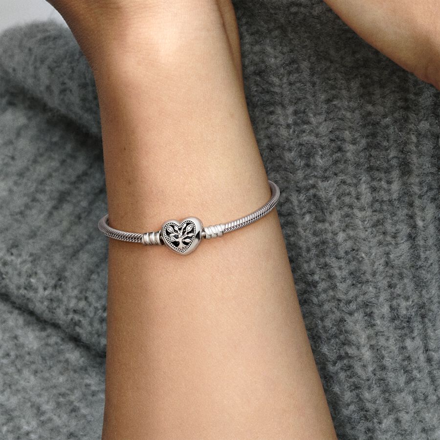 Pandora Moments Family Tree Clasp Snake Berlocker Silver | 809HMZUYO