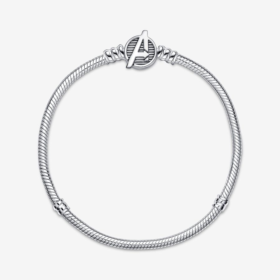 Pandora Moments Marvel The Avengers Logo Clasp Snake Berlocker Silver | 513JLEWQS