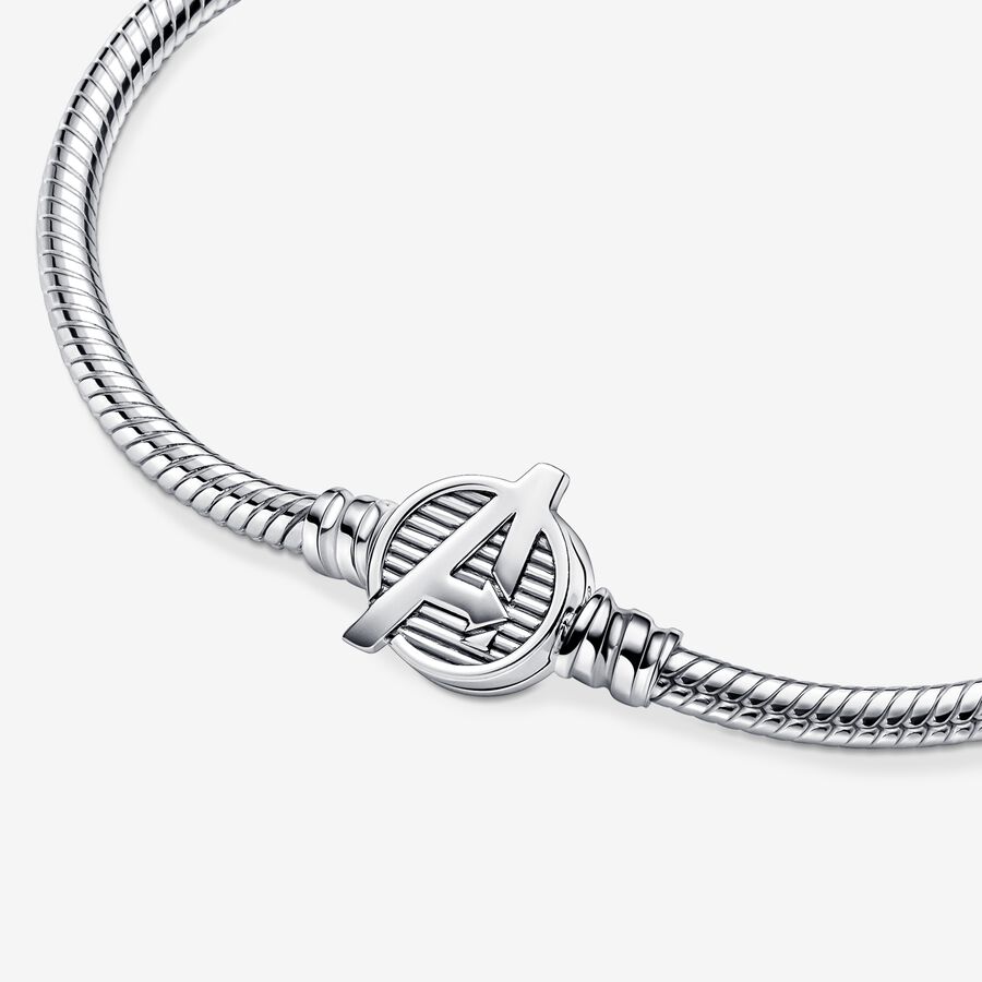 Pandora Moments Marvel The Avengers Logo Clasp Snake Berlocker Silver | 513JLEWQS