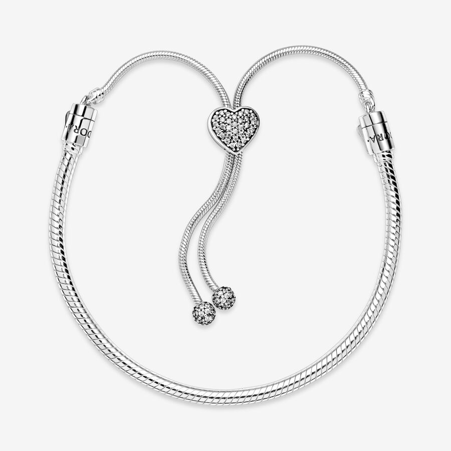 Pandora Moments Pave Clasp Snake Slider Berlocker Silver | 260QJDCYW