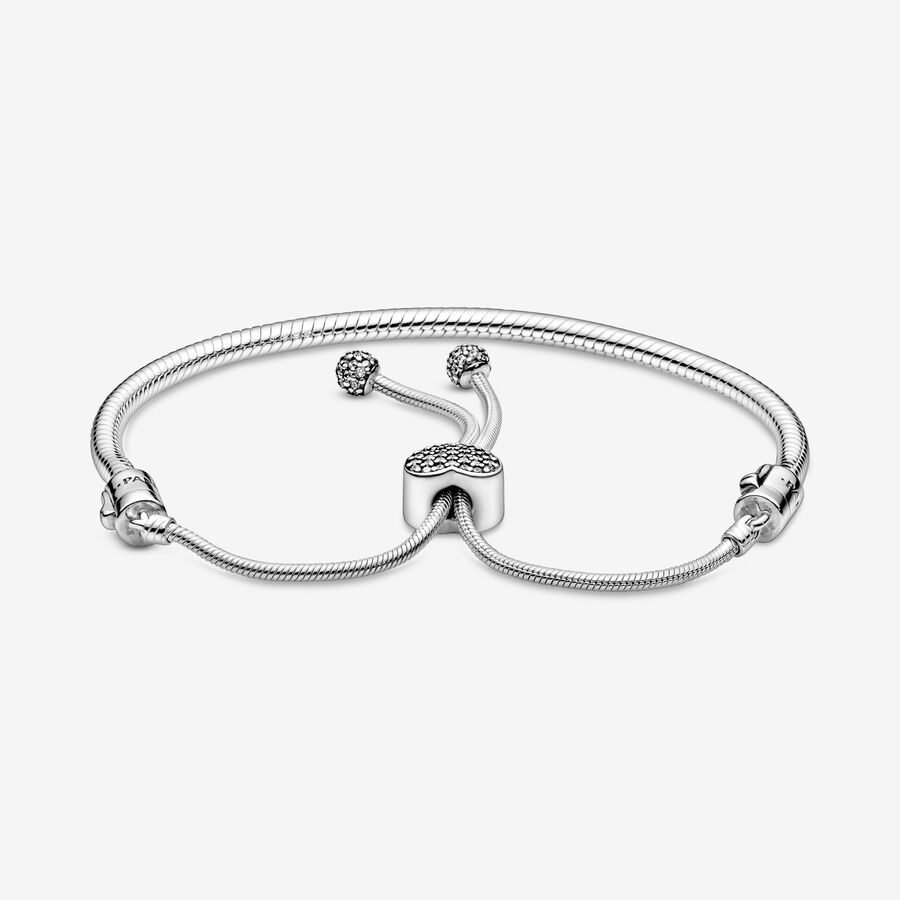 Pandora Moments Pave Clasp Snake Slider Berlocker Silver | 260QJDCYW