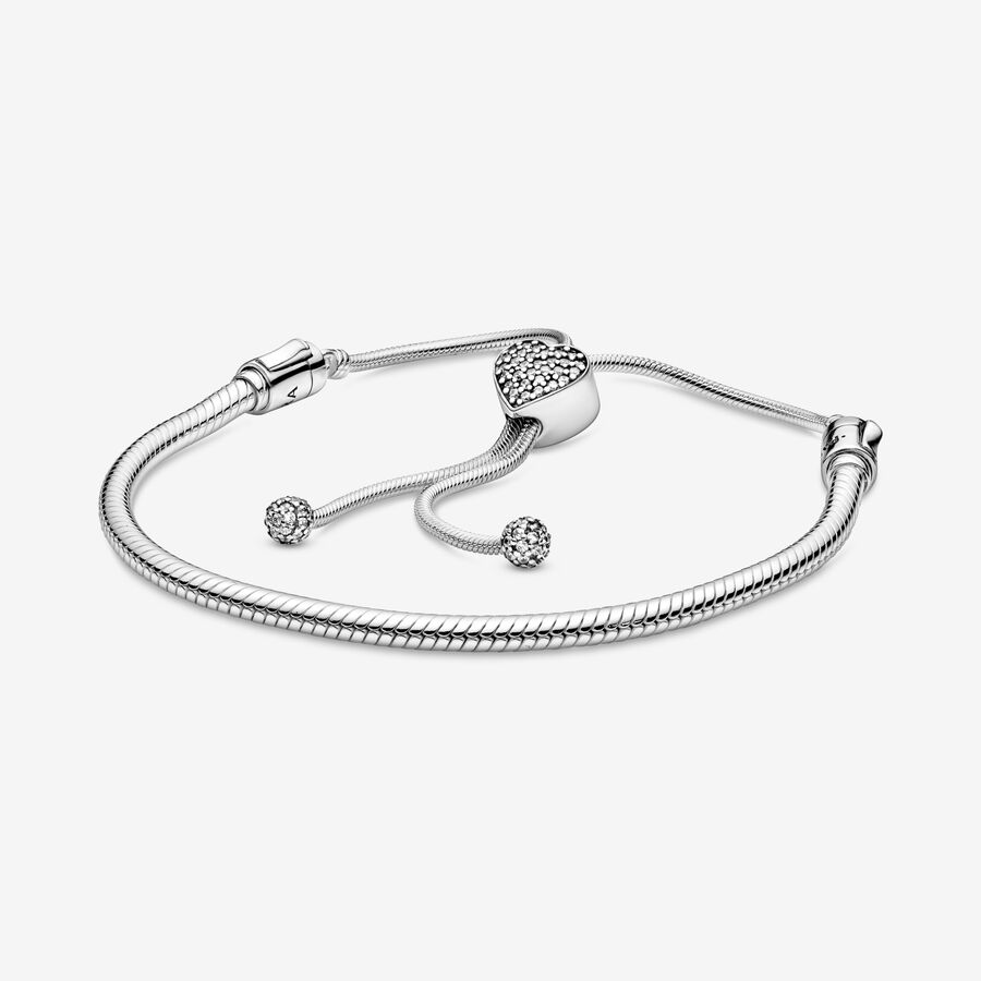 Pandora Moments Pave Clasp Snake Slider Berlocker Silver | 260QJDCYW