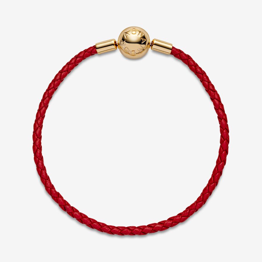 Pandora Moments Red Woven Berlocker Guld | 087XQBNPF