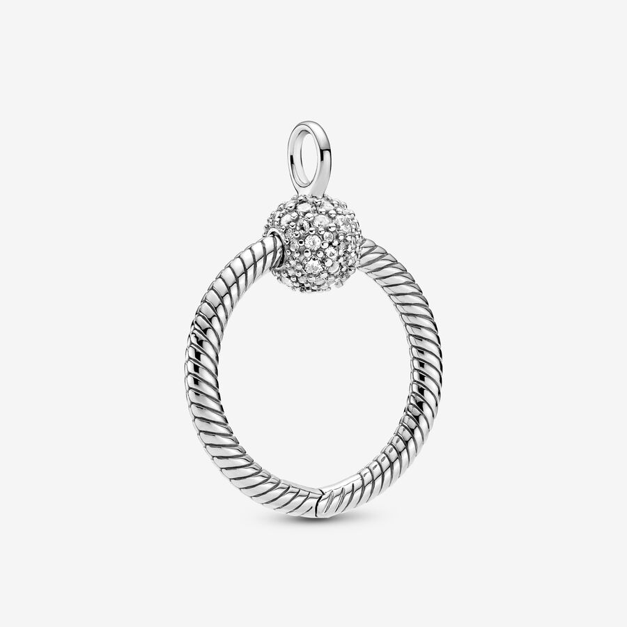 Pandora Moments Small Pave O Berlocker Silver | 658JIQWRC