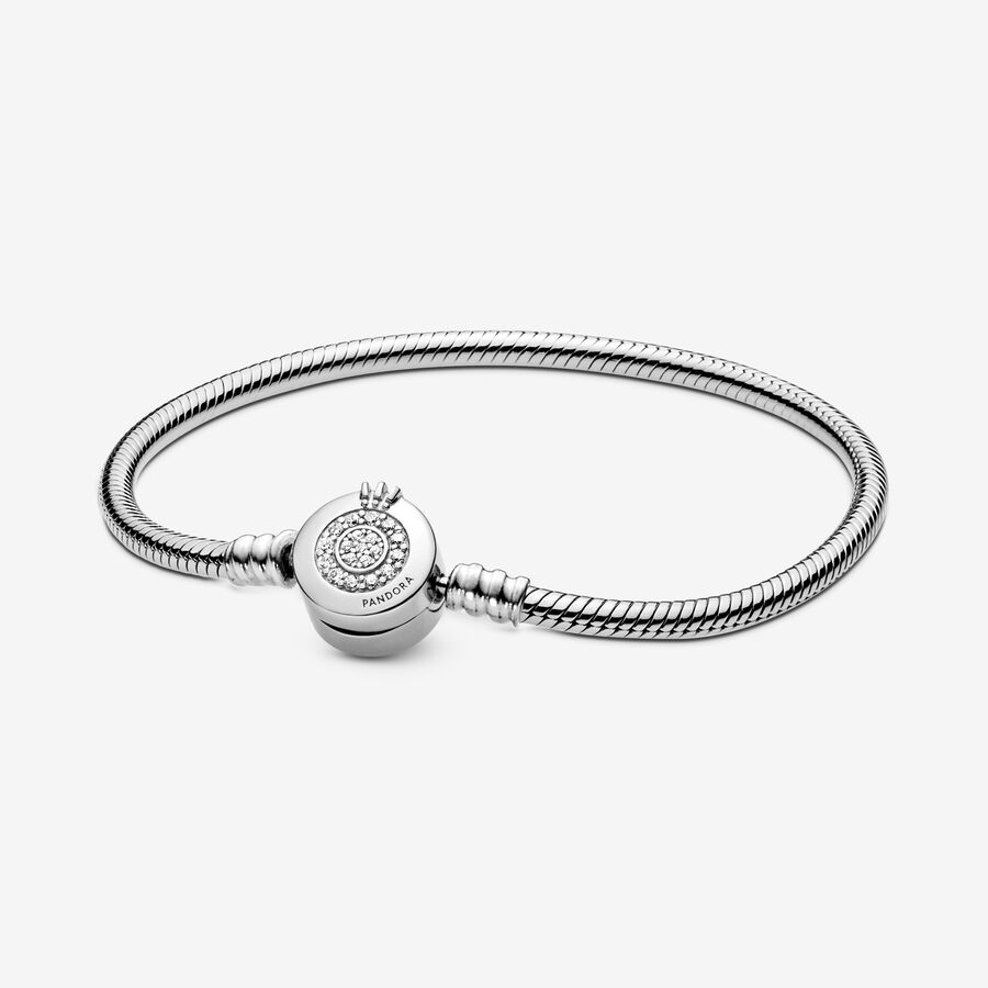 Pandora Moments Sparkling Crown O Snake Berlocker Silver | 074GLBADP