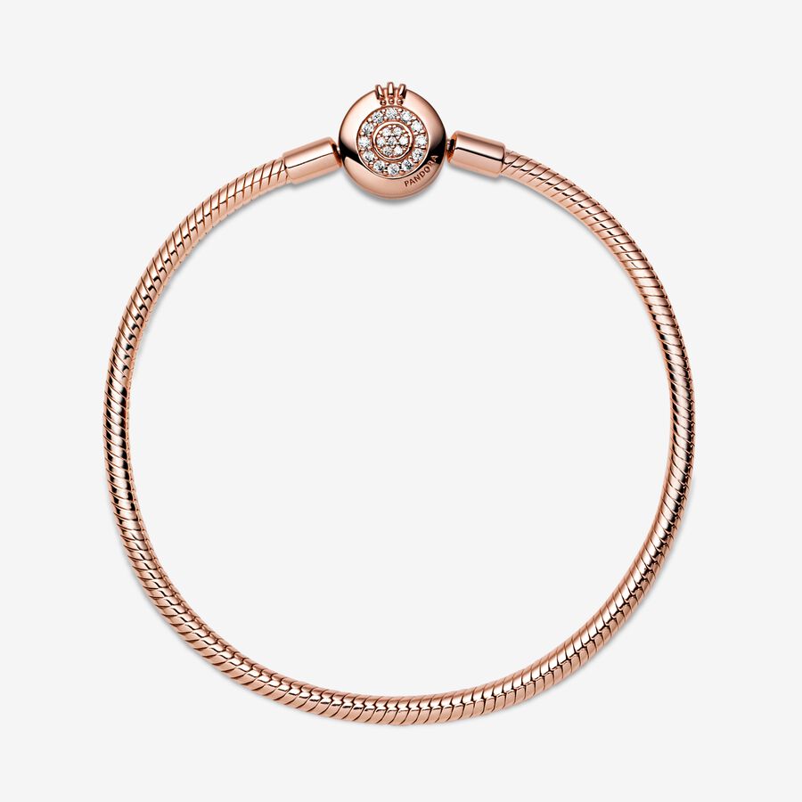 Pandora Moments Sparkling Crown O Snake Kedja Rosa Guld | 458PJMTOG