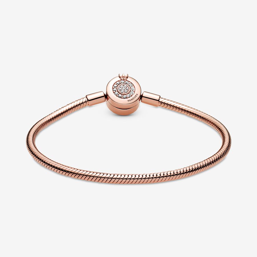 Pandora Moments Sparkling Crown O Snake Kedja Rosa Guld | 458PJMTOG