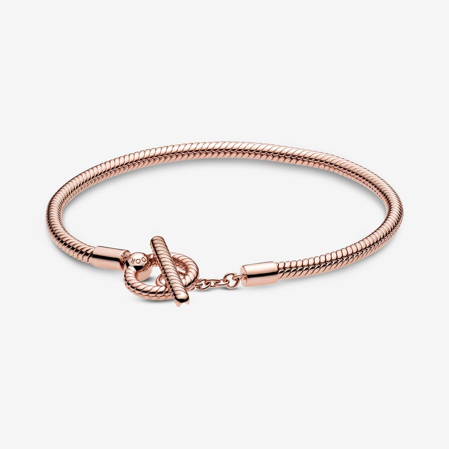 Pandora Moments T-Bar Snake Berlocker Rosa Guld | 759EYQJFD