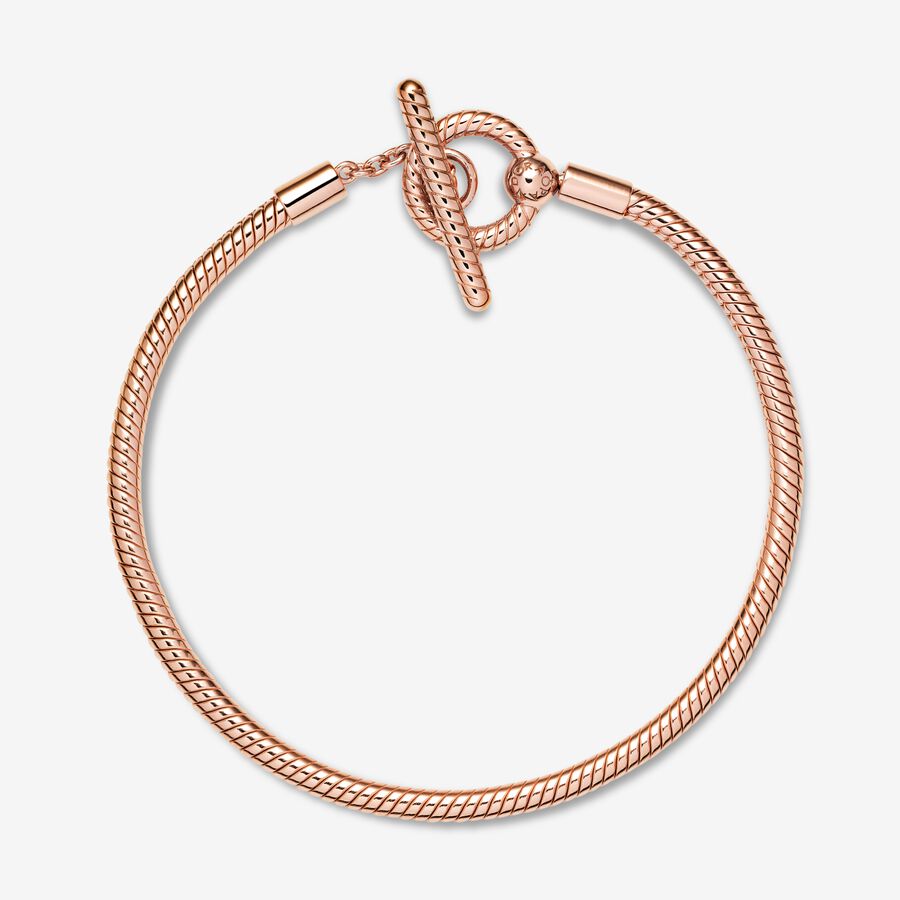 Pandora Moments T-Bar Snake Berlocker Rosa Guld | 864RNJBEC