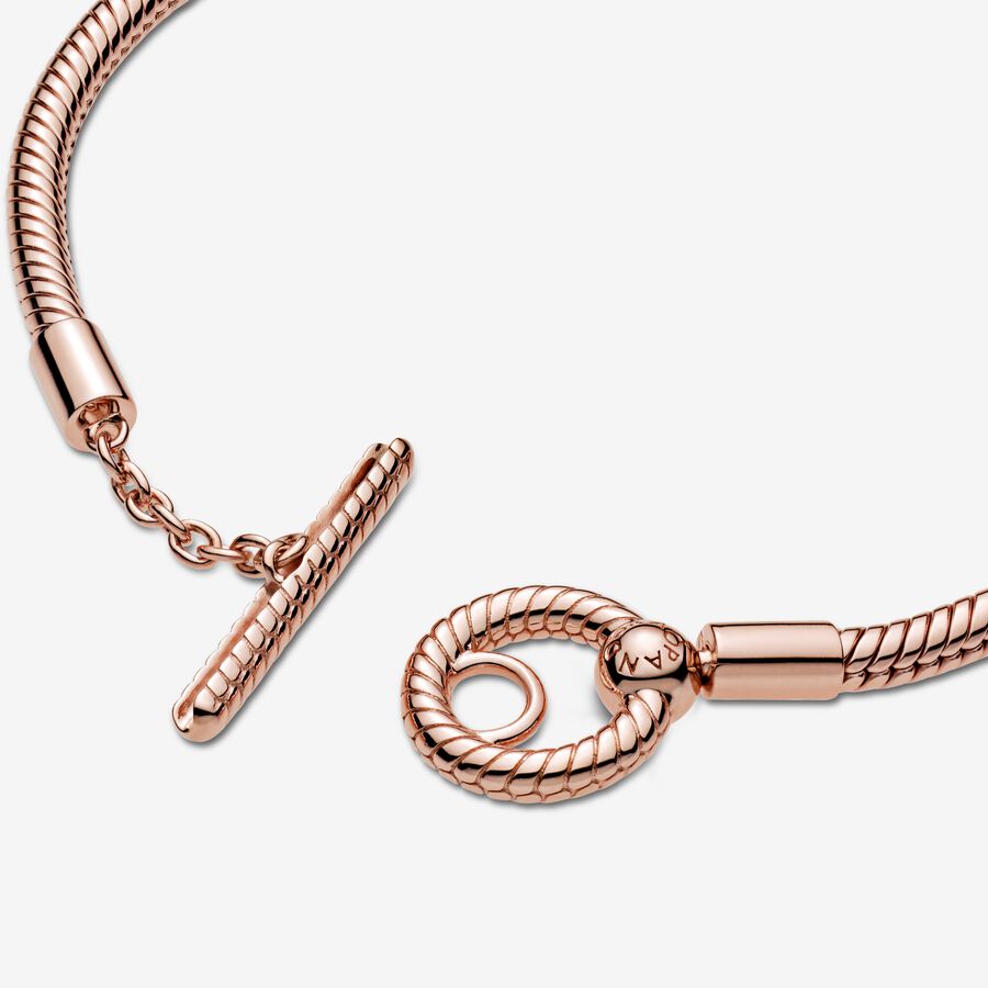 Pandora Moments T-Bar Snake Berlocker Rosa Guld | 864RNJBEC