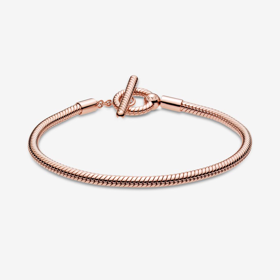 Pandora Moments T-Bar Snake Berlocker Rosa Guld | 973ZXBYHI