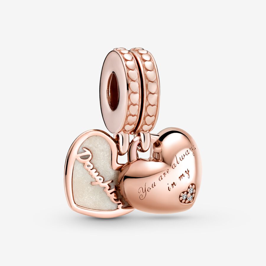 Pandora Mother & Daughter Hearts Dingla Rosa Guld | 138LHIPGU