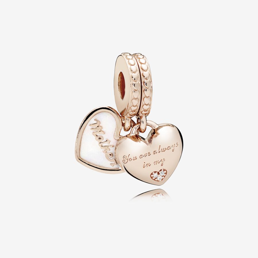 Pandora Mother & Daughter Hearts Dingla Rosa Guld | 138LHIPGU