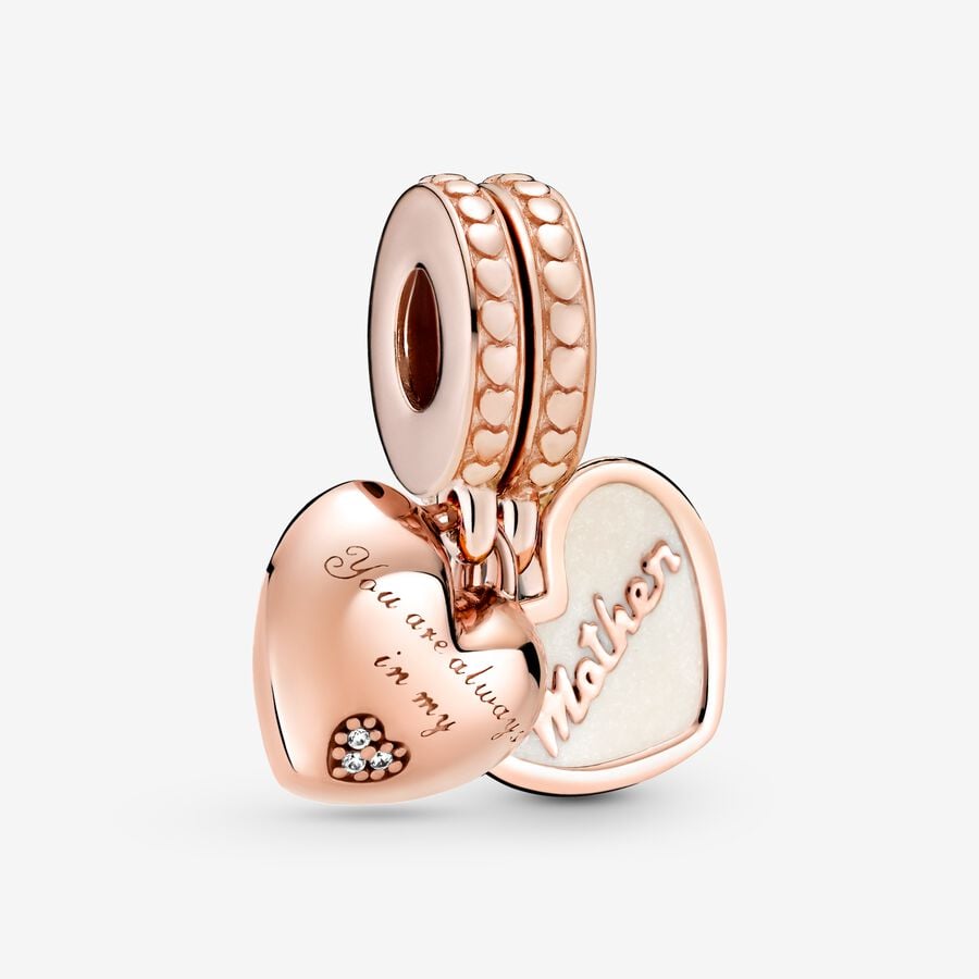 Pandora Mother & Daughter Hearts Dingla Rosa Guld | 138LHIPGU