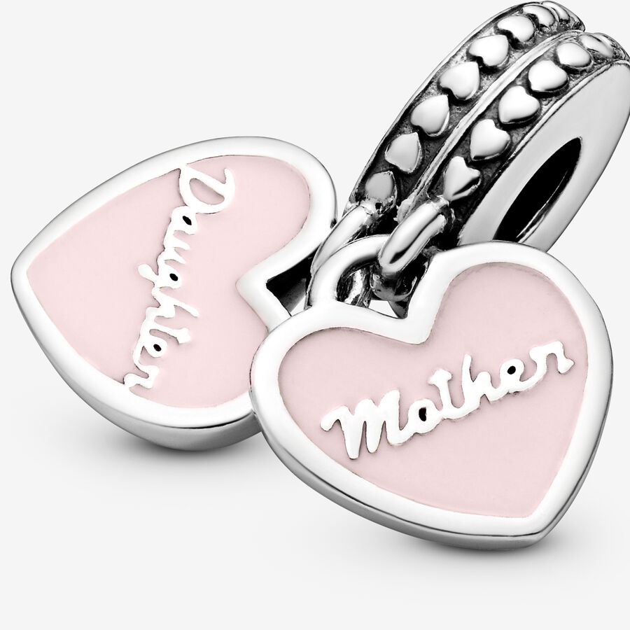 Pandora Mother & Daughter Hearts with Clear CZ Dingla Silver | 314RYABIO