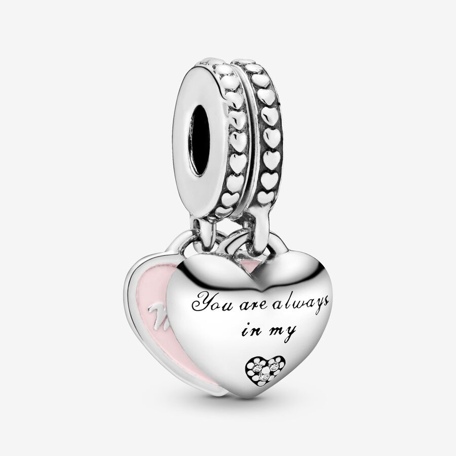 Pandora Mother & Daughter Hearts with Clear CZ Dingla Silver | 314RYABIO