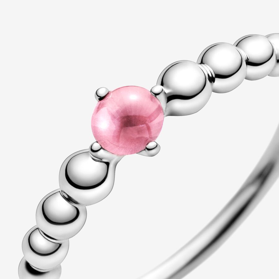 Pandora October Petal Pink Beaded Födelsesten Silver | 079YXCPHB