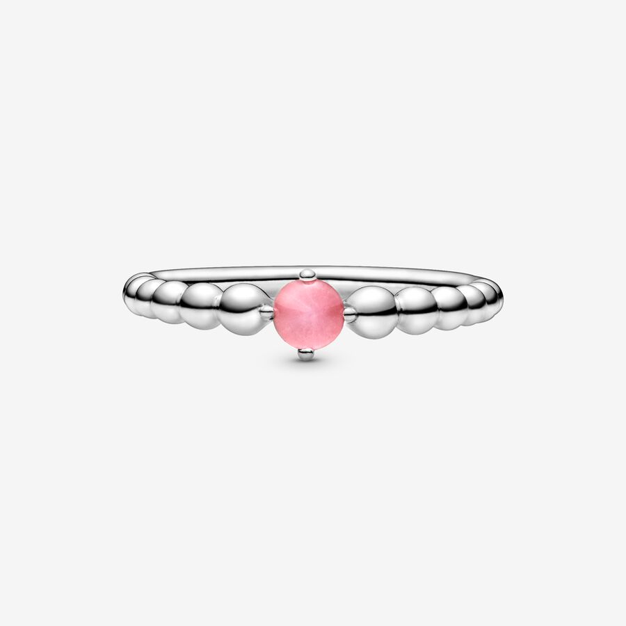 Pandora October Petal Pink Beaded Födelsesten Silver | 079YXCPHB