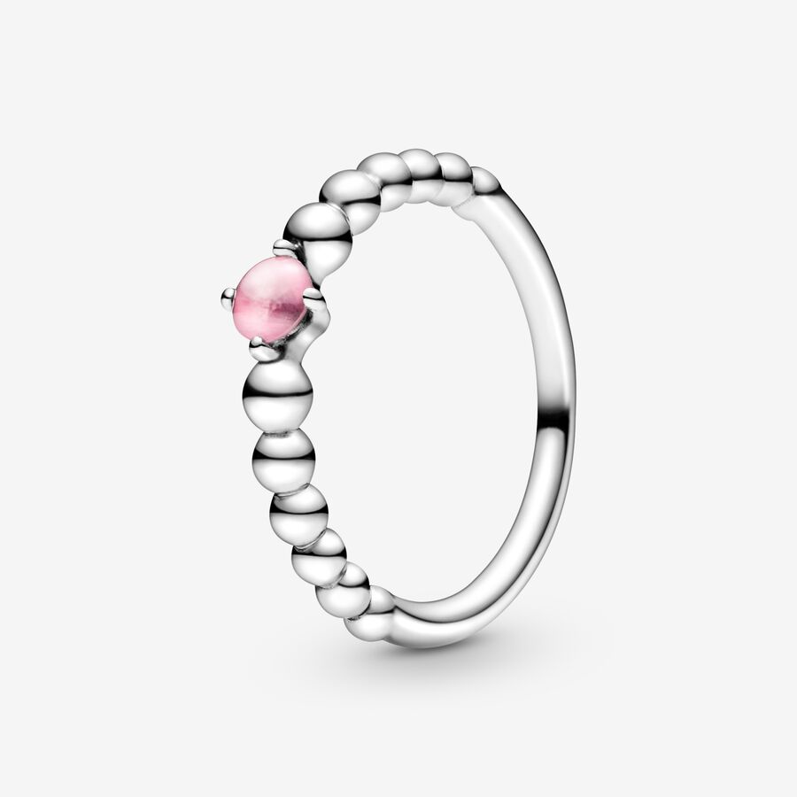 Pandora October Petal Pink Beaded Födelsesten Silver | 079YXCPHB