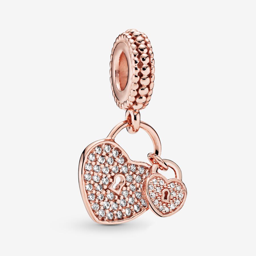 Pandora Pave Padlocks Dingla Rosa Guld | 401RIMKQW