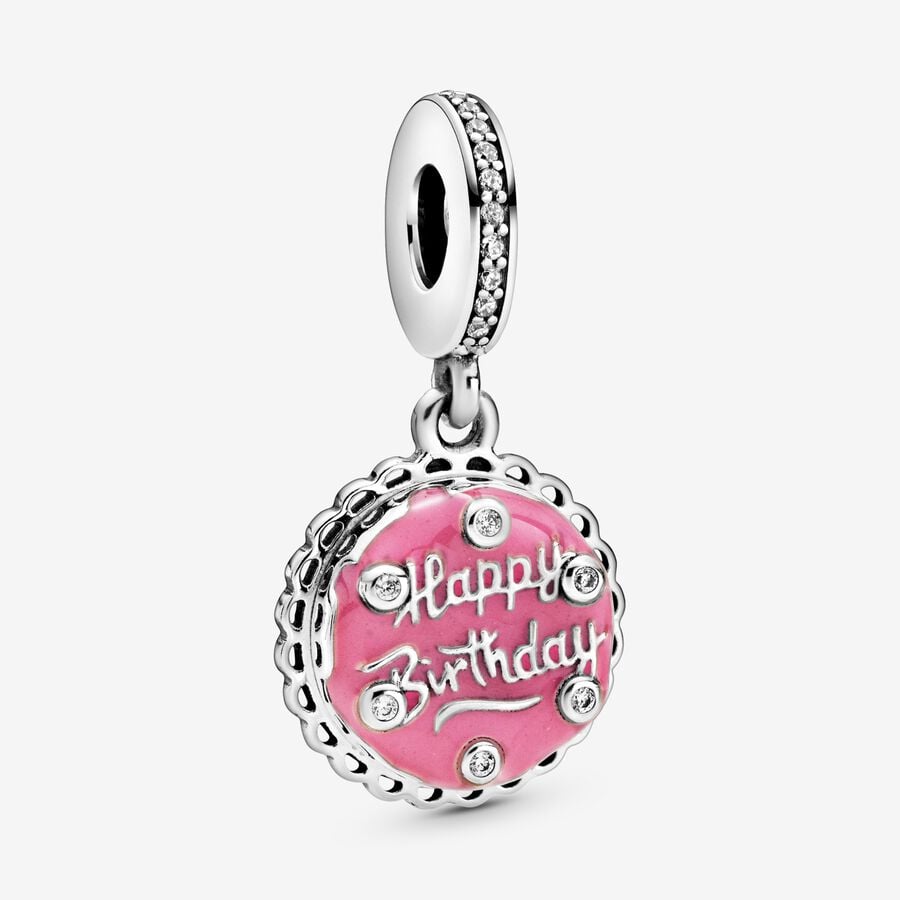 Pandora Pink Birthday Cake Berlocker Silver | 637VOHJAF