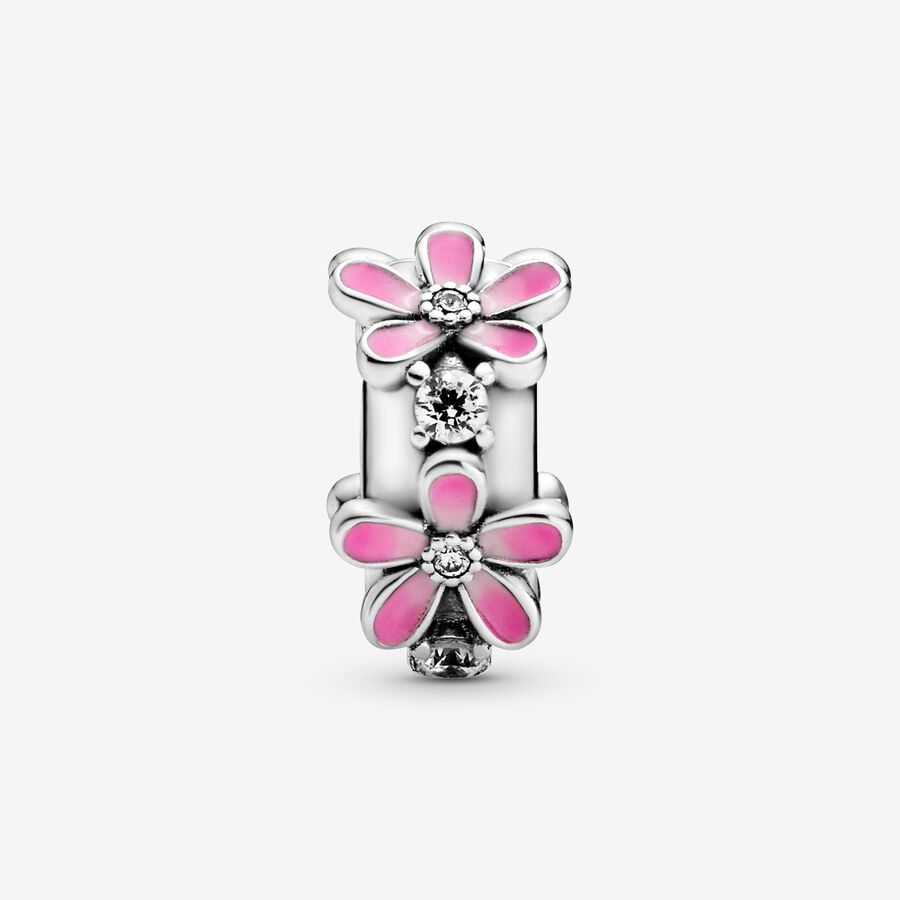 Pandora Pink Daisy Flower Clip Clips Silver | 817RYKIGD