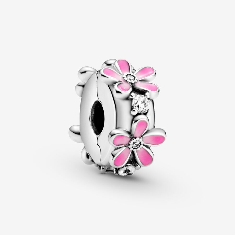 Pandora Pink Daisy Flower Clip Clips Silver | 817RYKIGD