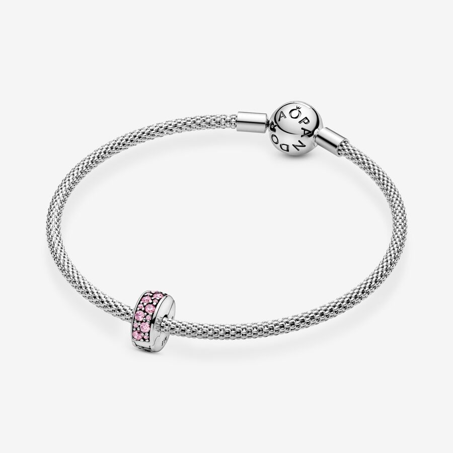 Pandora Pink Pave Clip Clips Silver | 607IBEUMT