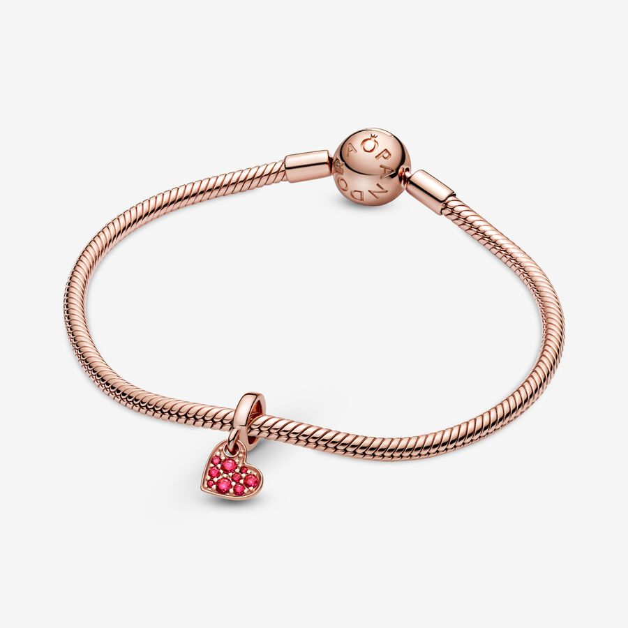 Pandora Red Pave Tilted Dingla Rosa Guld | 076DSZHWN