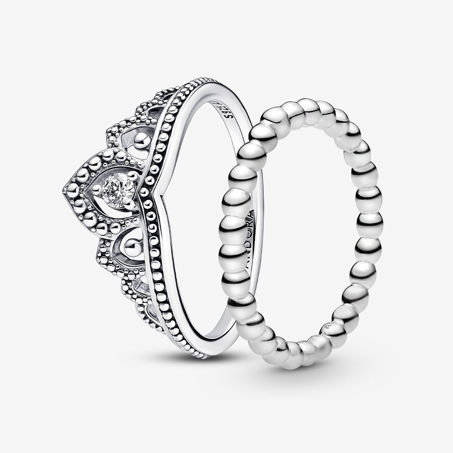 Pandora Regal Beaded Tiara Ring Uppsättningar Olika Färger | 690BGWKMN