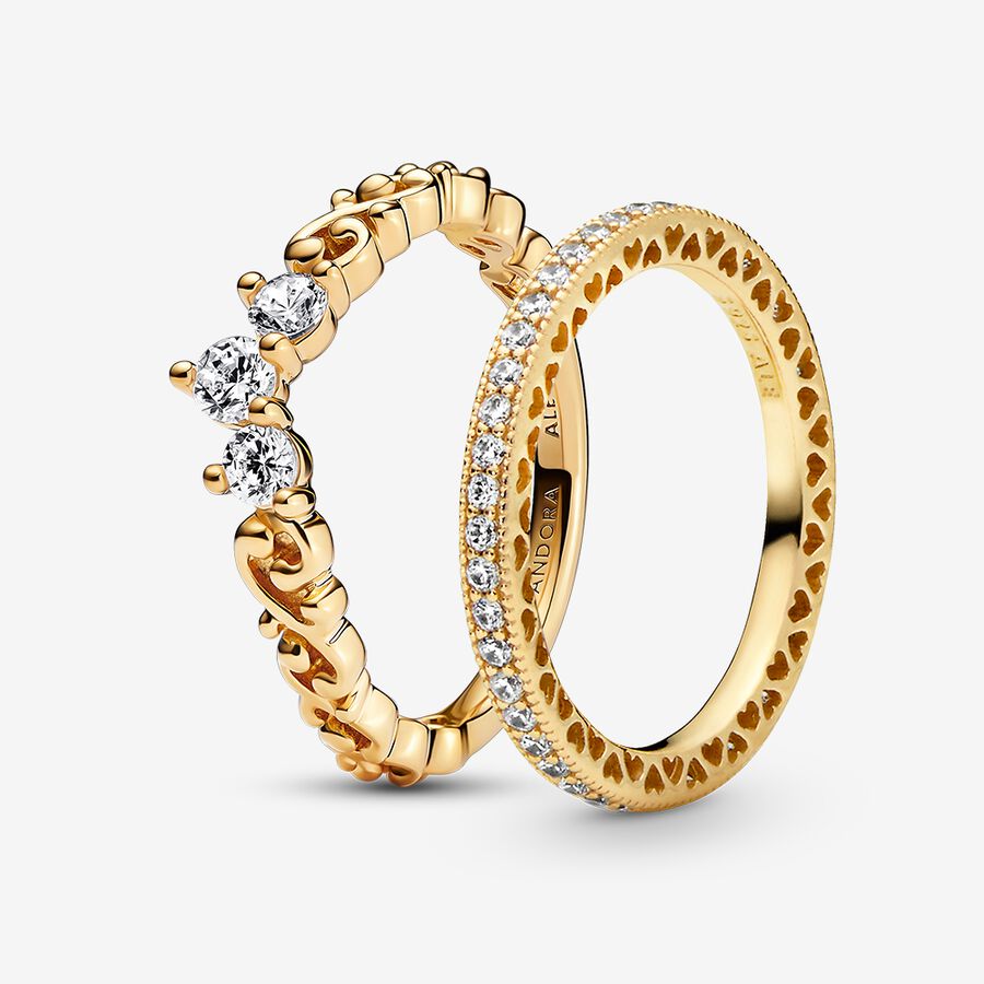 Pandora Regal Golden Tiara Ring Uppsättningar Olika Färger | 625MCYLUG