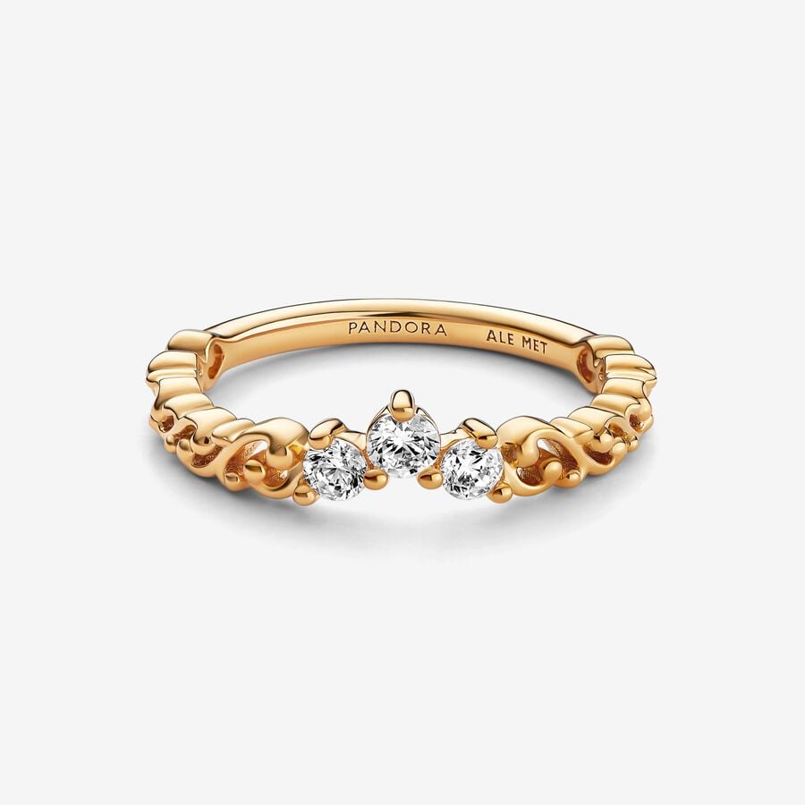 Pandora Regal Swirl Tiara Pinky Guld | 587QCBHAU