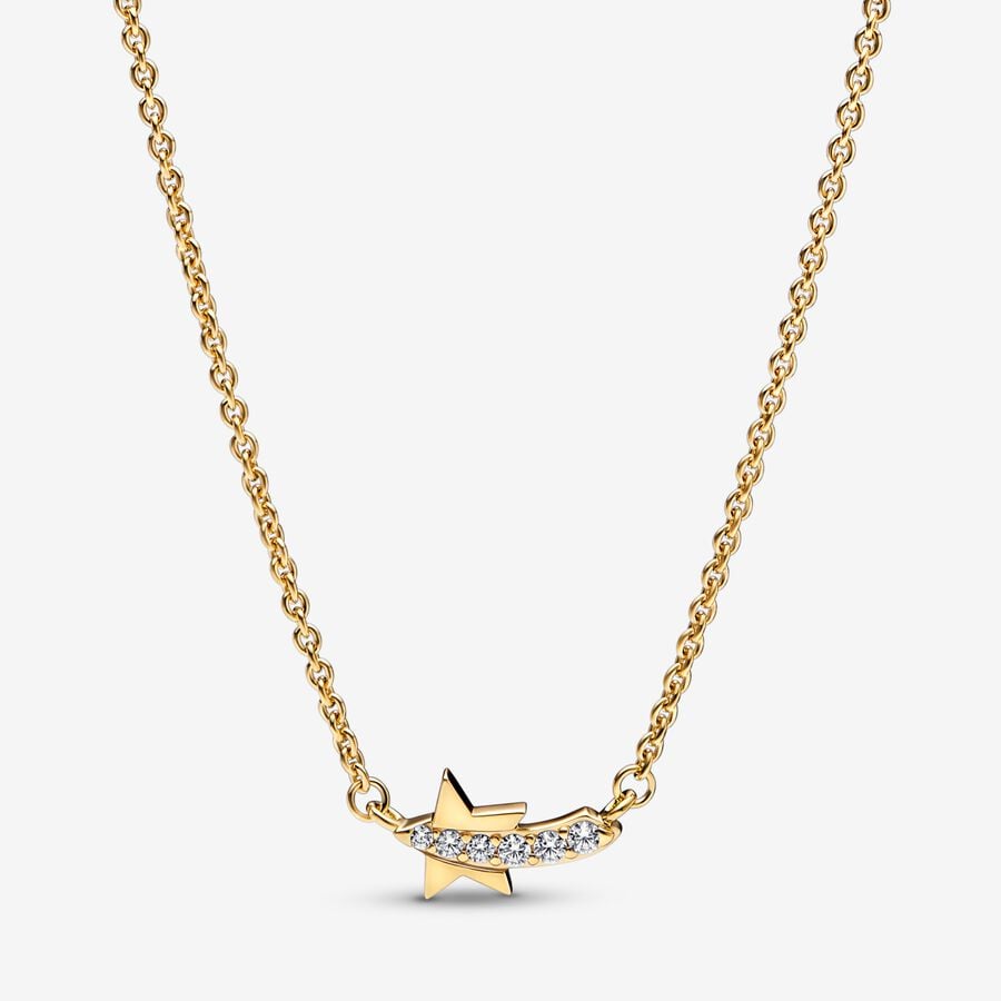 Pandora Shooting Star Pave Collier Hängen Guld | 509CBKNDY