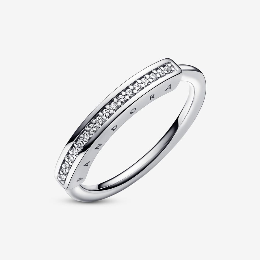 Pandora Signature I-D Pave Stapelbar Silver | 901AHCOTR