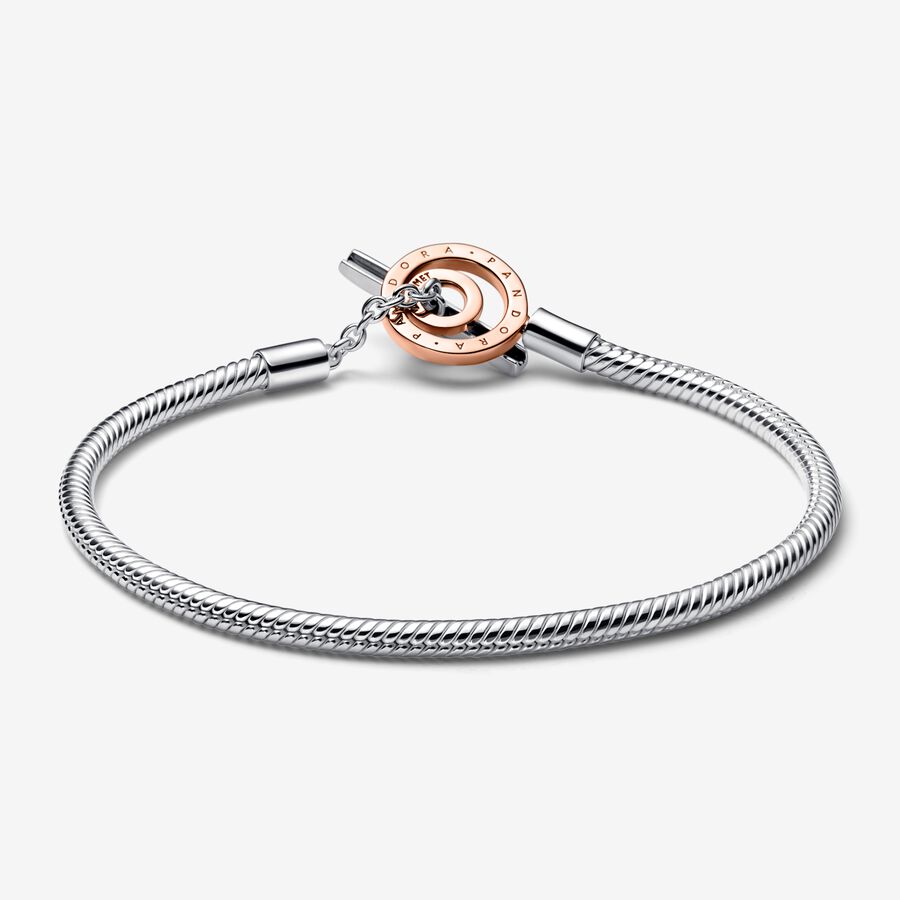 Pandora Signature Logo T-Bar Snake Berlocker Two-tone | 251YRQJAH