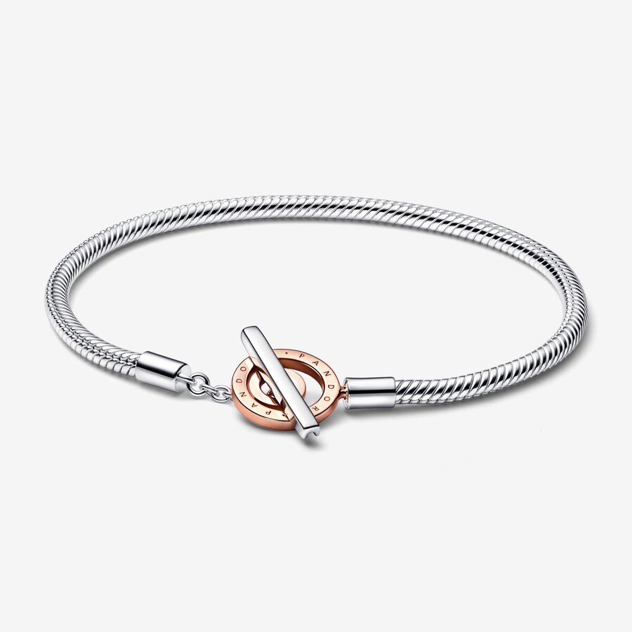 Pandora Signature Logo T-Bar Snake Berlocker Two-tone | 251YRQJAH