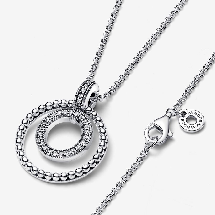 Pandora Signature Pave & Beads & Hängen Silver | 237GBKQWH