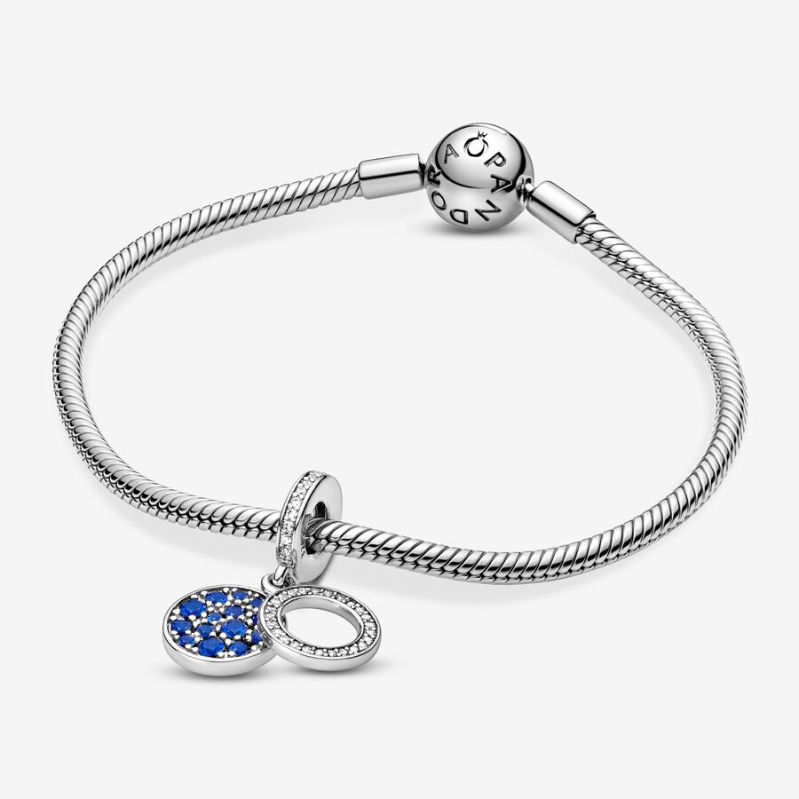 Pandora Sparkling Blue Disc Double Dingla Silver | 349XPJOIK