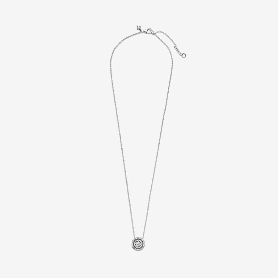 Pandora Sparkling Double Collier Hängen Silver | 165KAHZDU