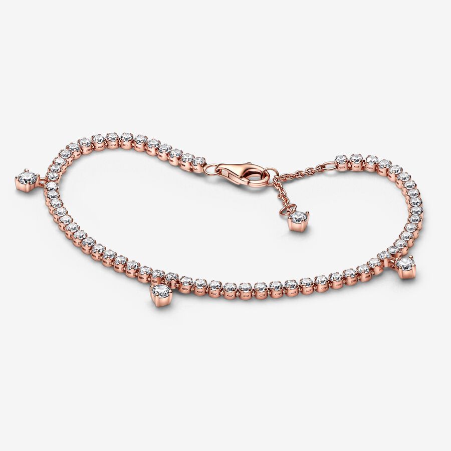 Pandora Sparkling Drops Tennis Non-Charms Rosa Guld | 072QGMNOL