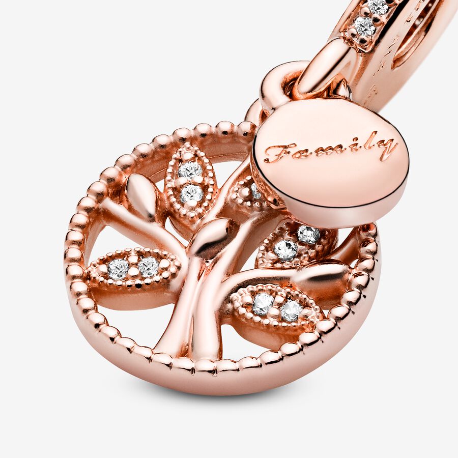 Pandora Sparkling Family Tree Dingla Rosa Guld | 156ZTKWFS