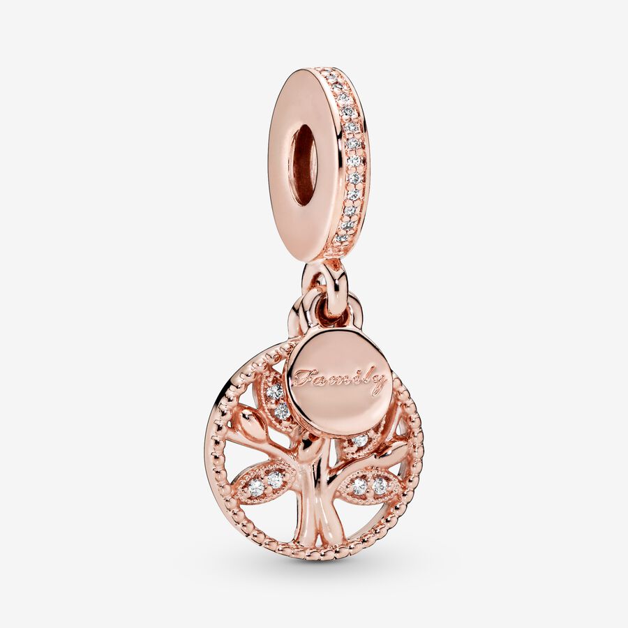 Pandora Sparkling Family Tree Dingla Rosa Guld | 156ZTKWFS